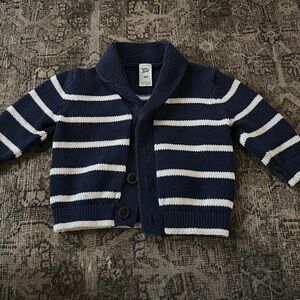 Navy Blue Striped Kids Cardigan